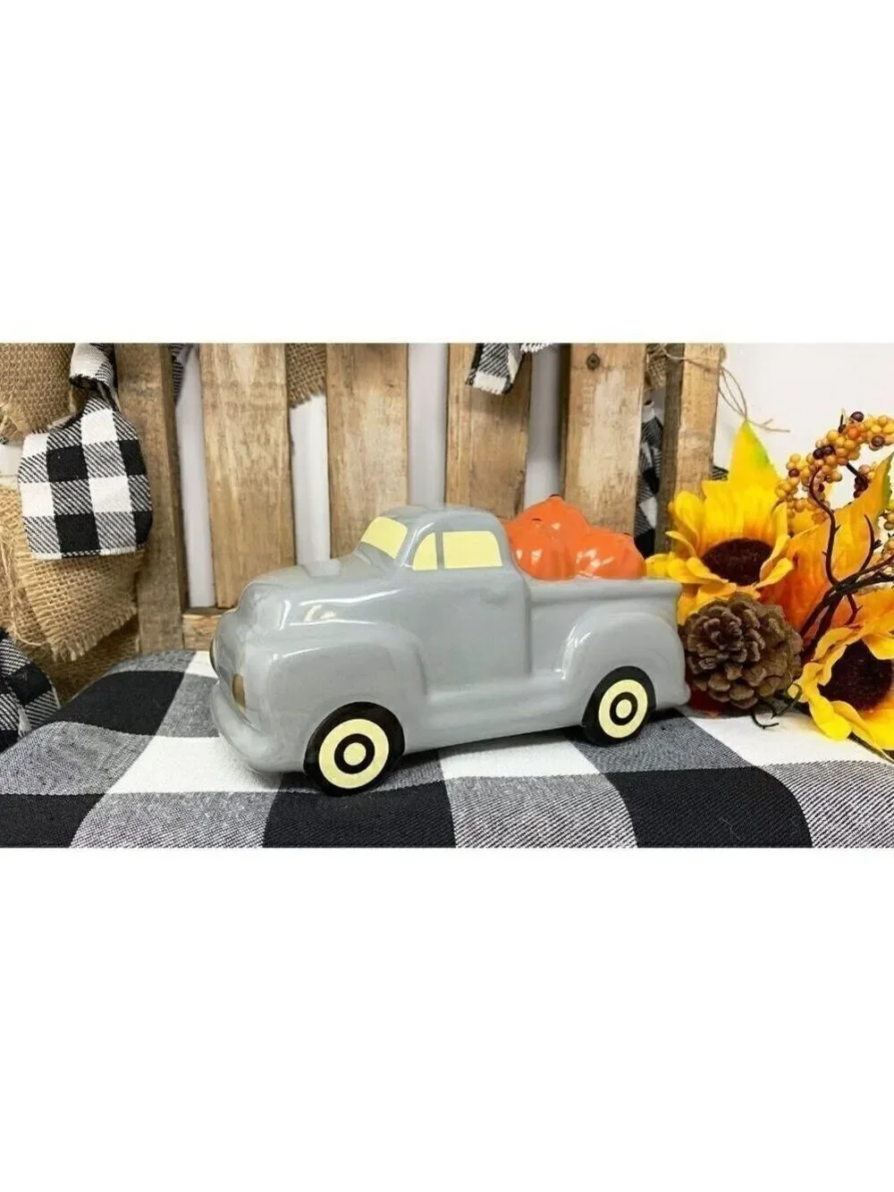 Farmhouse Pumpkin Hauling Truck Vintage Style Rustic Fall Holiday Decor Autumn